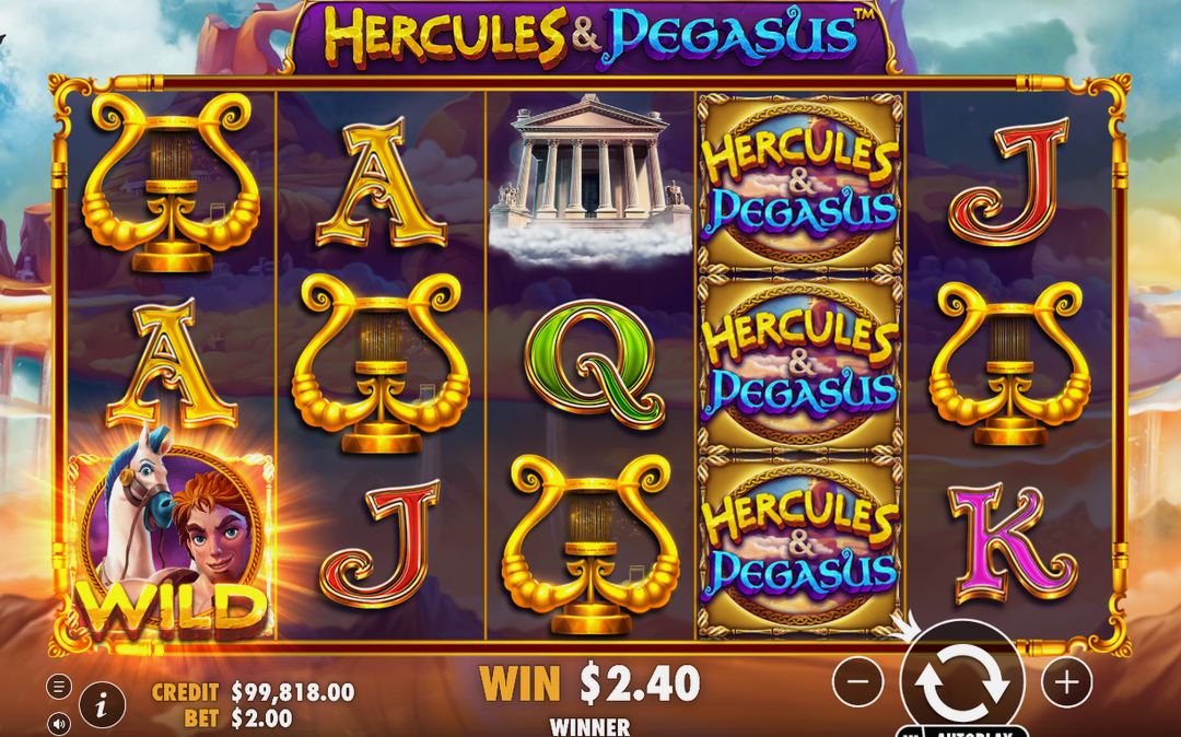 Pegasus on reel 5 raising the win multiplier
