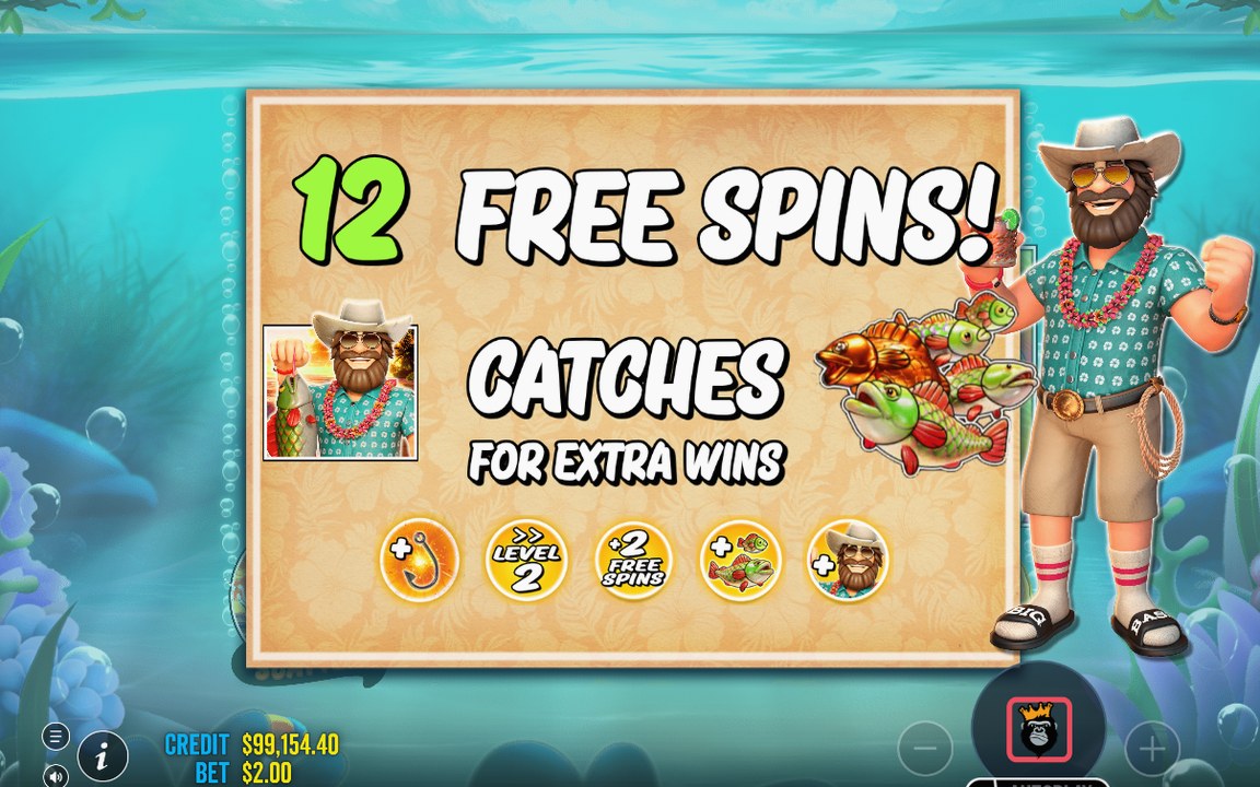 Bonus screen in the Fishing theme
