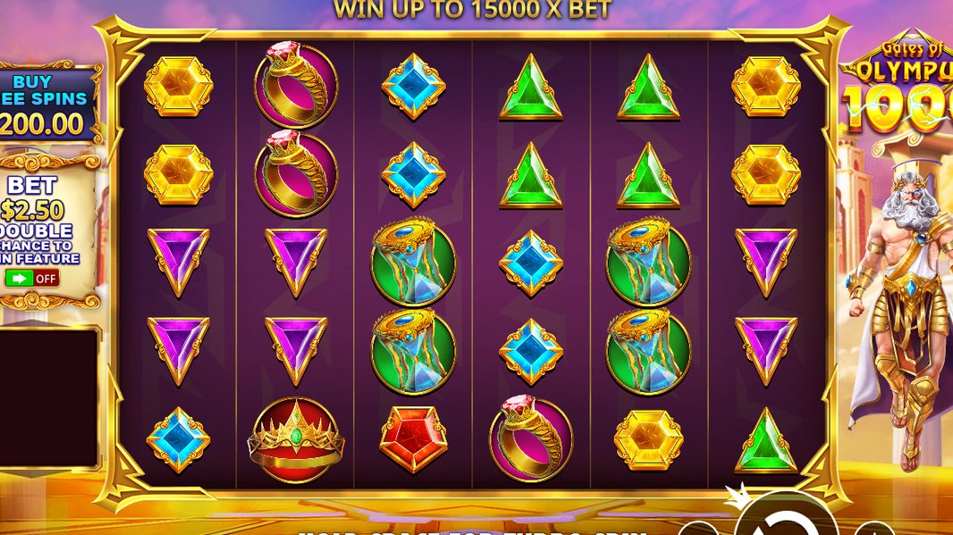 Bonus round with Zeus Scatter symbols in view